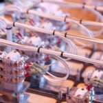 Industrial AC contactors wired in a control panel