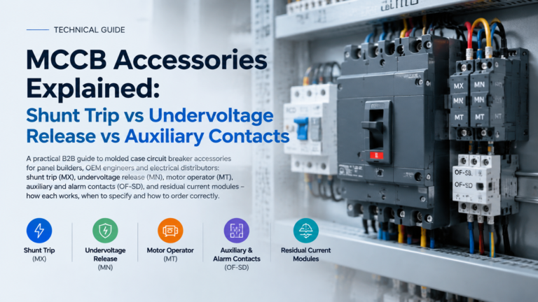 MCCB Accessories Explained: Shunt Trip vs Undervoltage Release vs Auxiliary Contacts